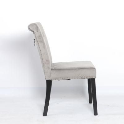 Modern Low Back Velvet Dining Chair with Back Ring