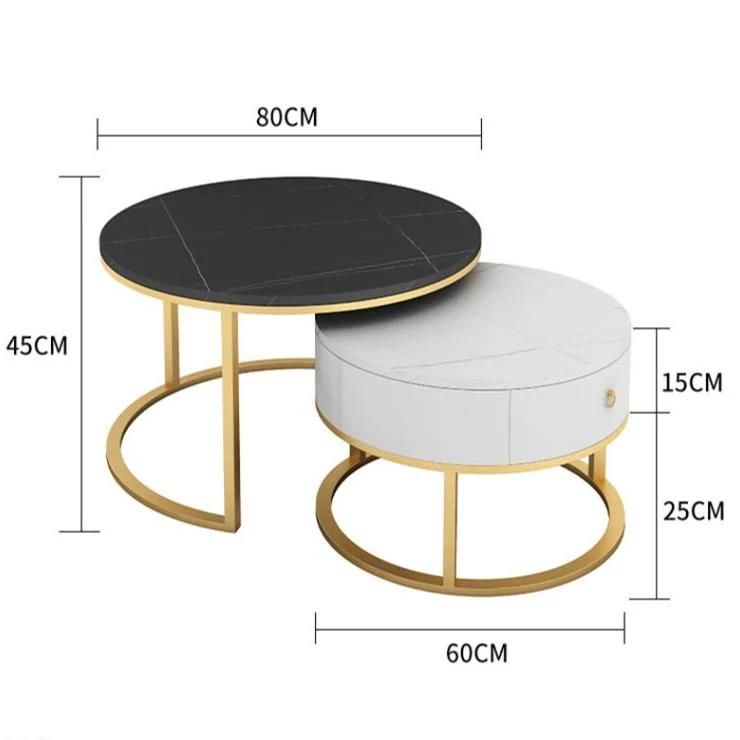 China Home Furniture Factory New Fashion Design Diningroom Livingroom Stainless Steel Marble Coffee Table