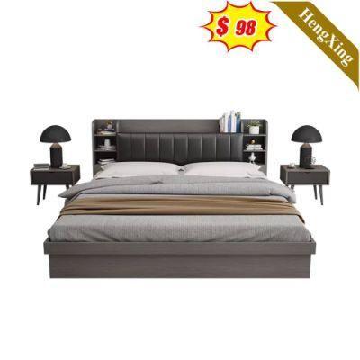 Simple Modern Bedroom Sets Furniture Wood Wall Bed Storage PU Sofa Queen King Size Bed