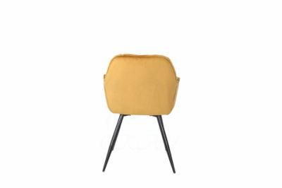 European Design Dining Room Furniture Ergonomic Beige Velvet Steel Leg Dining Chair