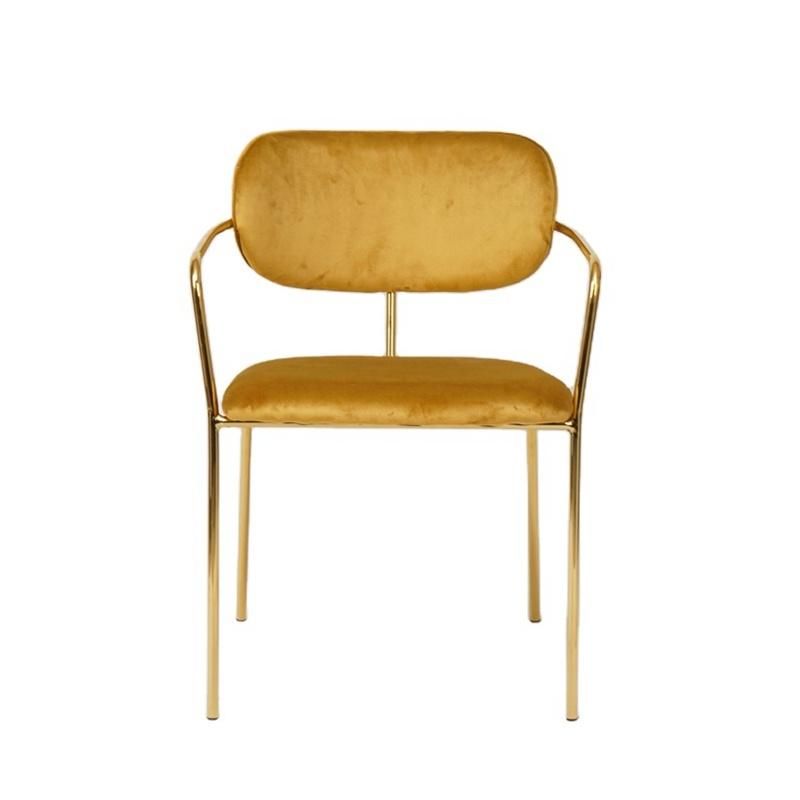 New Design Modern Fabric Kitchen Restaurant Armchair with Yellow Velvet Dining Chair