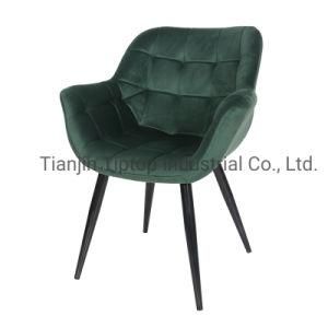 2021 New Style Home Furniture Velvet Fabric Dining Room Chairs Hot Sale Golden Legs Dining Chair