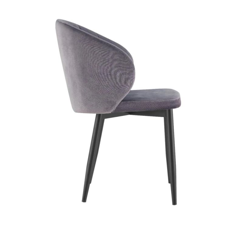 Hot Modern Fabric Dark Gray Black Painting Steel Frame Armchair for Dining Room Furniture