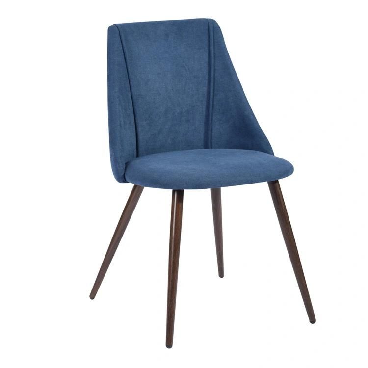 Modern Design Style Upholstered Transfer Metal Leg Velvet Wooden Leg Dining Chairs