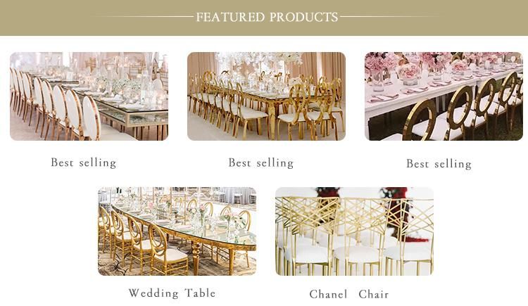 Silver Stainless Steel Banquet Dining Table and Chair Sets for Nobility