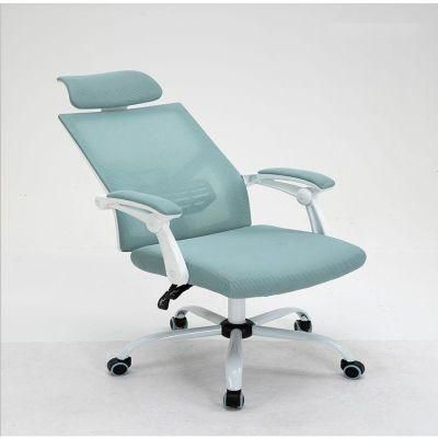 Mesh Office Chair with Headrest and White Frame