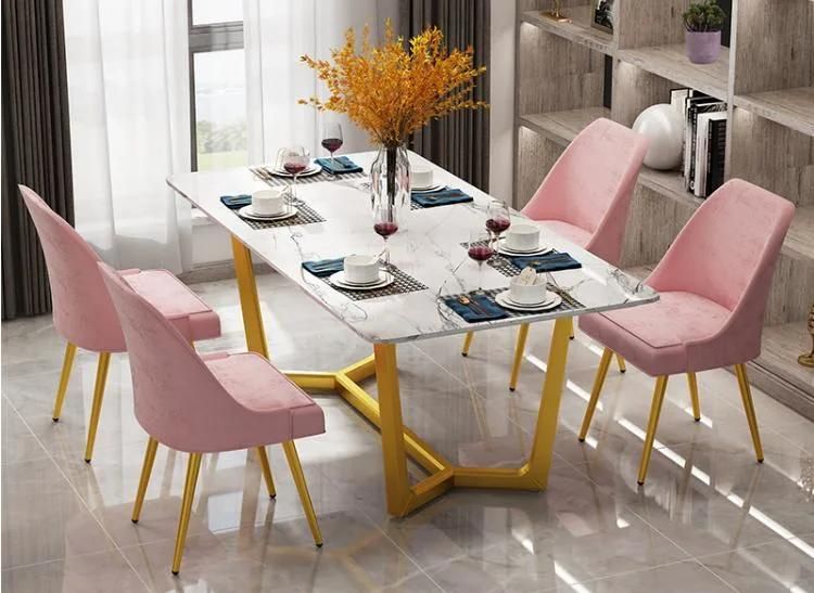 Dining Room Furniture Modern Wholesale Fabric Dining Chair Price with Golden Legs