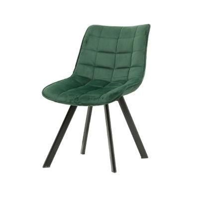 Modern Leisure design Velvet Fabric Dining Chair with Kd Metal Legs