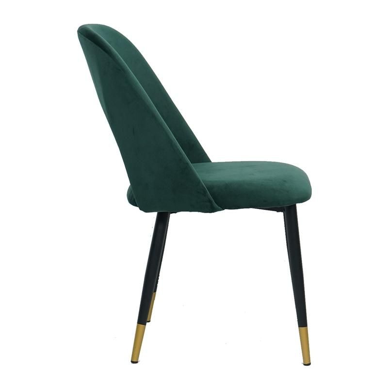 Velvet Fabric Seat Black Golden Decoration Legs Green Dining Chair