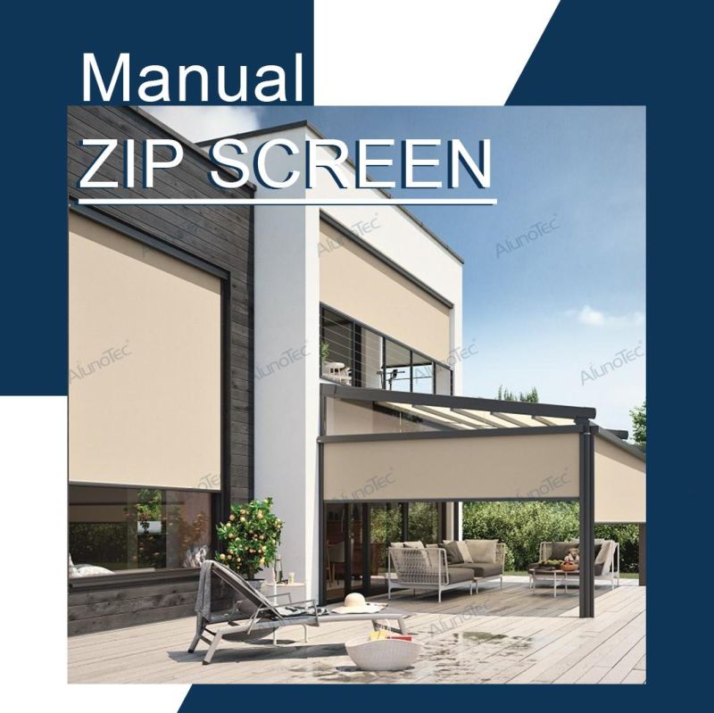 Waterproof Sun Shading Zip Screen External Shades Shutters Vertical Curtains Outdoor Blinds for Outdoor Living
