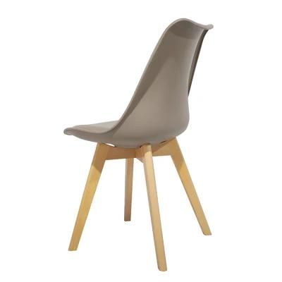 Wholesale Dining Furniture Simple Style Beech Wood Legs Soft Seat Gray Velvet Fabric Dining Chairs