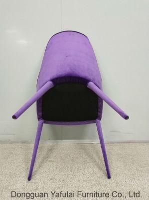 2018 New Design Armrest Purple Fabric Dining Chair