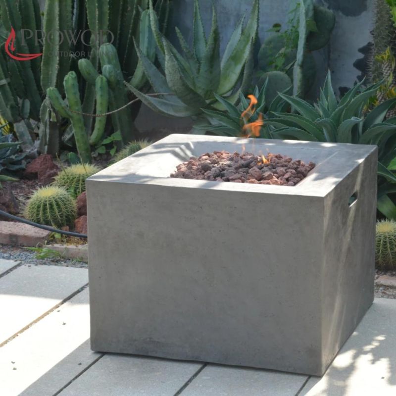 Heating Patio Square Concrete Outdoor Propane Gas Garden Firepit Table