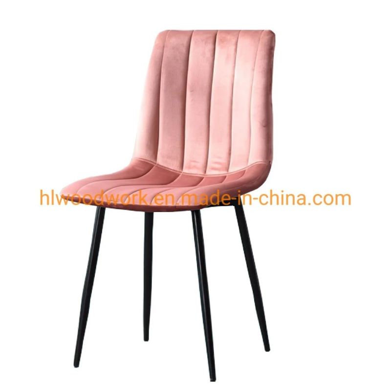 Modern Restaurant Furniture Comfortable Fabric Coffee Chair Black Spray Metal Leg Restaurant Chair Popular Modern Living Room Home Leisure Chair