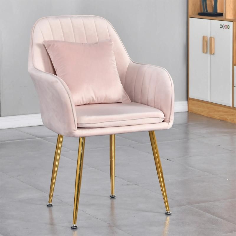High Quality Cushion Chairs Nail Cafe Lounge Stools Dress Chair Creative Rose Gold Iron Leg Dining Chair