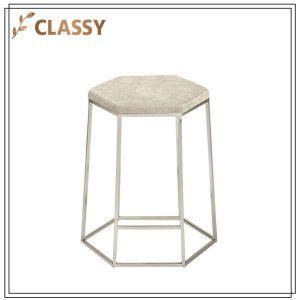 Fabric Round Seating Golden Metal Base Stool for Bar