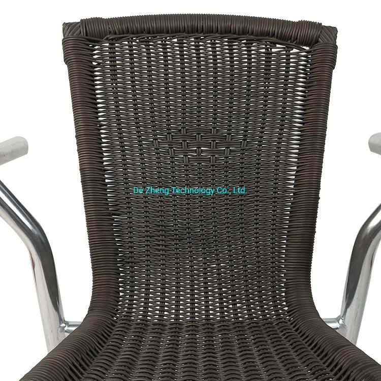 Outdoor Stackable Patio Wicker Furniture Rattan Dining Furniture Aluminum Table and Chair