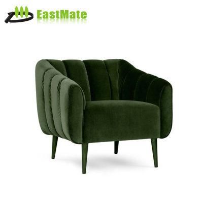 Green Fabric Wood Leg Leisure Modern High Back Chair