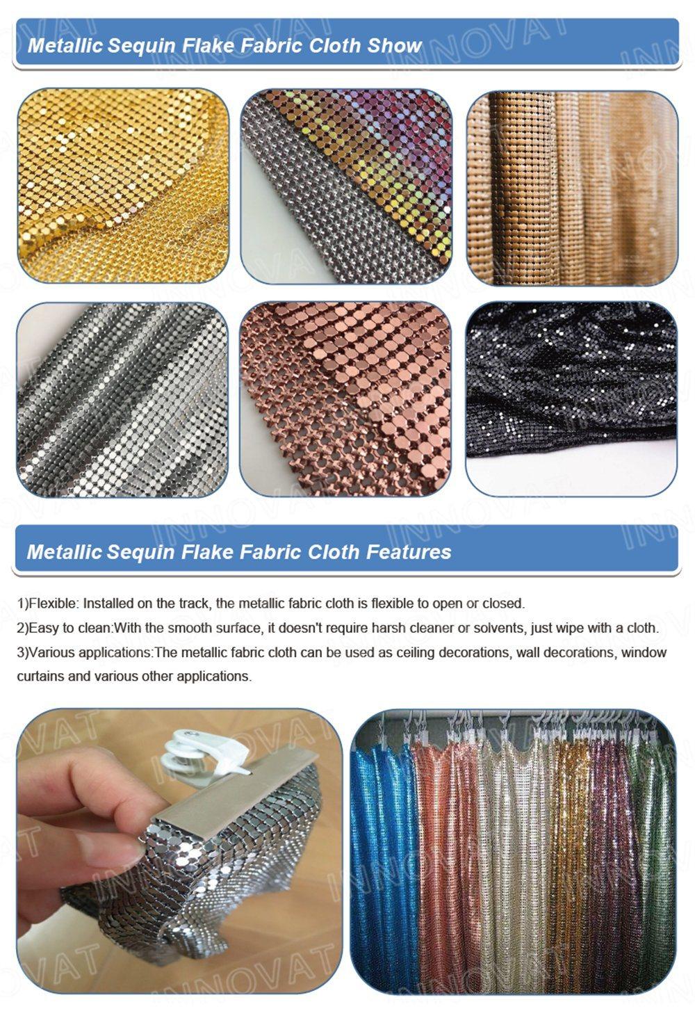 Metallic Gold Custom Rainbow Sequin Reflective Mesh Fabric for Garment/Aluminium Profile/Window Shutter/Window Blind/Roller Blind Curtain