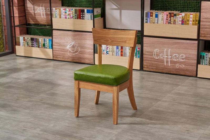 Wholesale Wooden Dining Chair Solid Wood with PU Leather Chair for Coffee Shop Restaurant