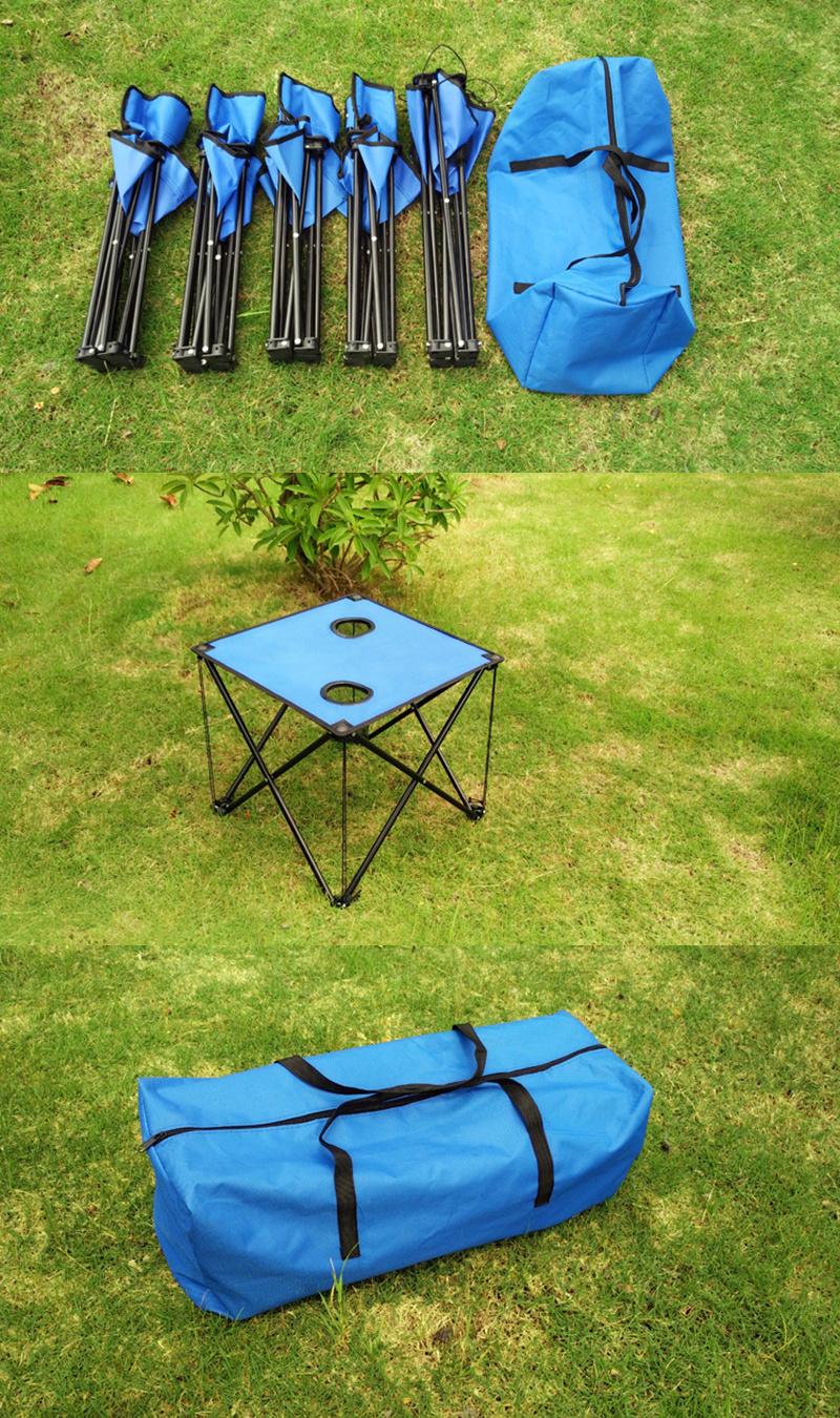 Outdoor 4 Camping Chairs Set with Foldable Table 600d Oxford Steel Pipe Beach Chairs