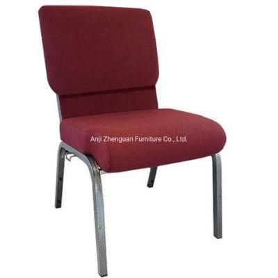 Professional Manufacturer of 20.50 Inch Wide Maroon Fabric Metal Worship Chair (ZG13-001)