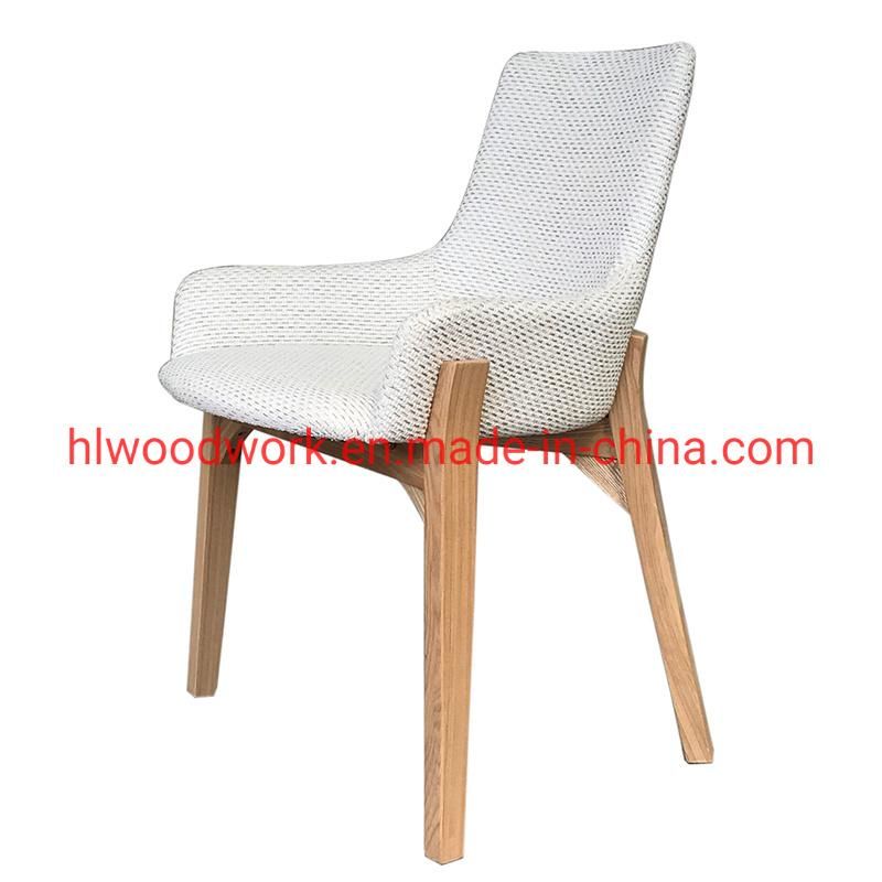 Solo Style Dining Chair Oak Wood Frame Natural Color with White Cushion Hotel Chair Office Chair