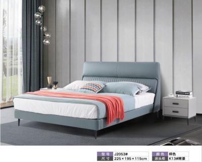 Wholesale Modern Wooden Home Hotel Bedroom Furniture Bedroom Set Wall Sofa Double Bed Leather King Bed (UL-BEJ2038)