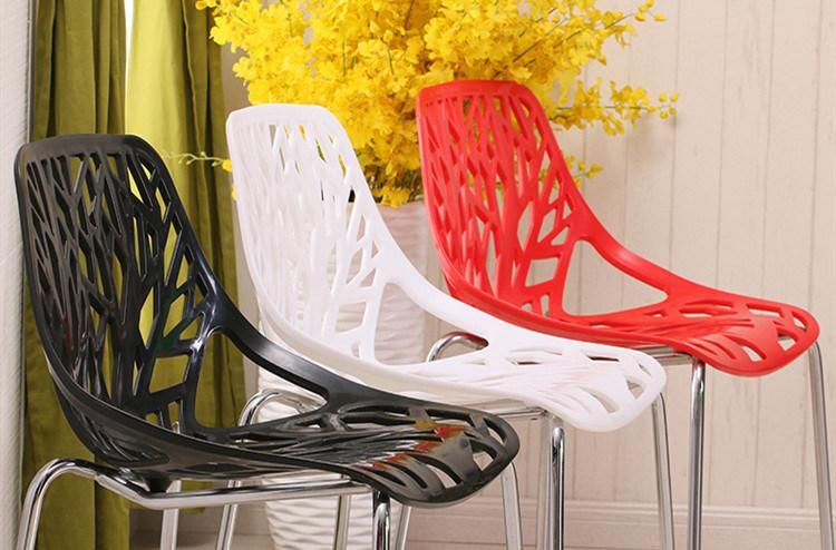 Nordic Restaurant Supermaket Hotel Metal Leg Plastic Meeting Room Chair Hollow Back Stacking Leisure Dining Chair