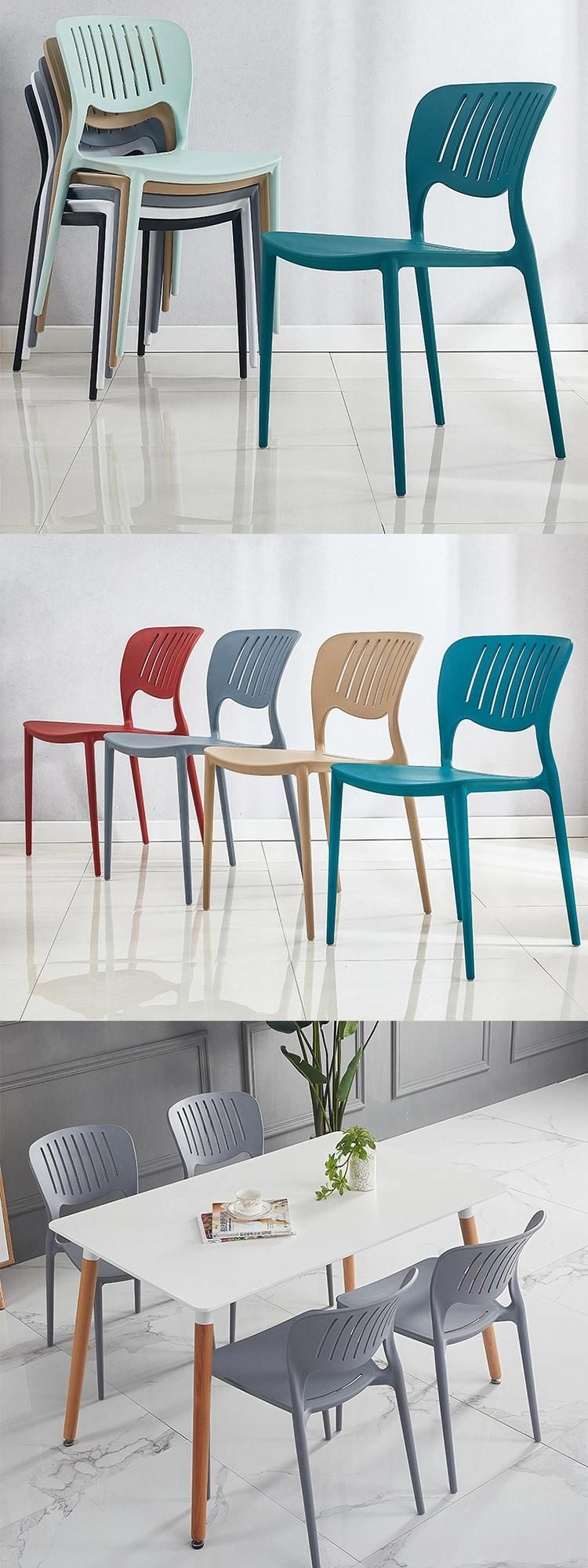 Modern Design Restaurant Cafe Bedroom Furniture Colorful Stacking PP Plastic Dining Chairs for Banquet