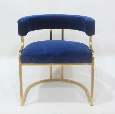 Home Furnitures Velvet Upholstery Golden Stainless Steel Sofa Chair