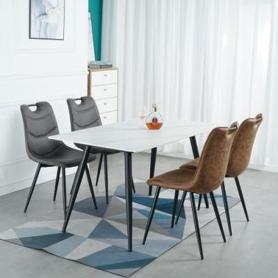 European Luxury Upholstered Restaurant Dining Metal Foot Fabric Dining Chair