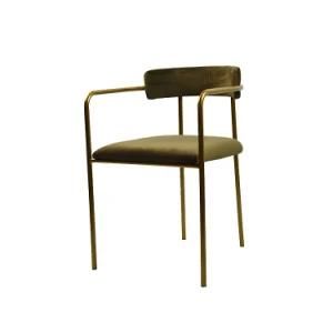 Simple Design Velvet Seat Back with Golden Legs Dining Chair