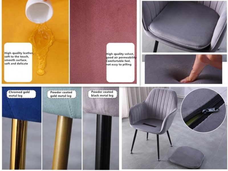 Factory Direct Sales Nordic Light Luxury Nail Dining Chair Modern Desk Chair Simple Home Backrest Stool Velvet Upholster Chair