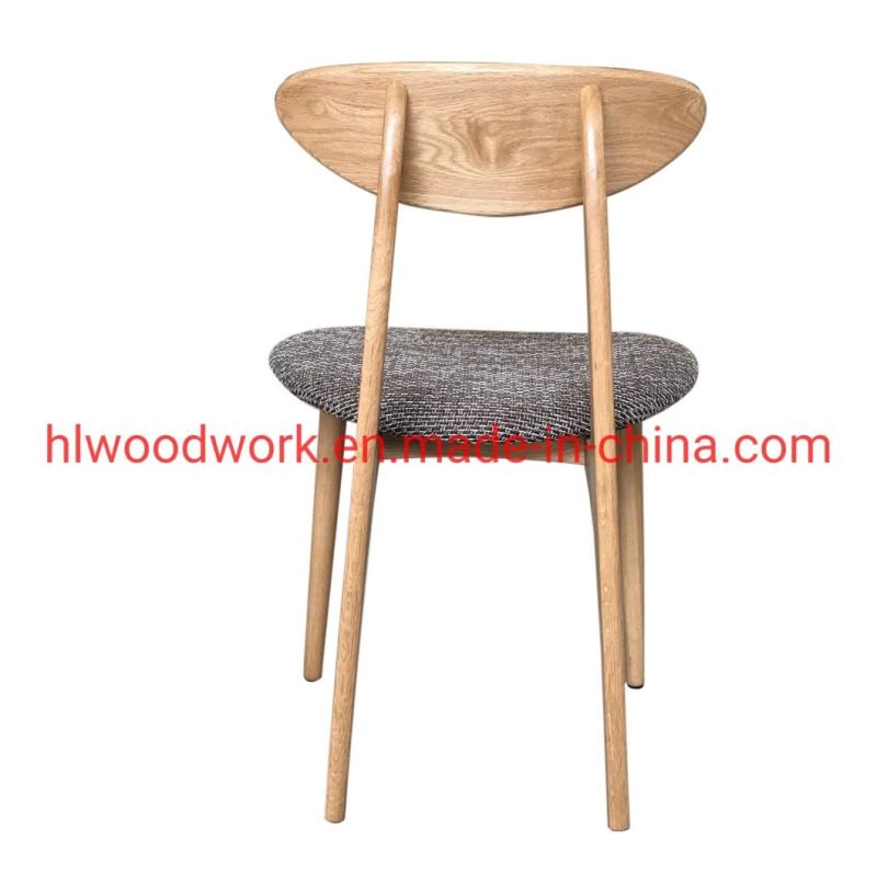 Dining Chair Oak Wood Frame Natural Color Fabric Cushion Brown Color B Style Wooden Chair Furniture Office Chair