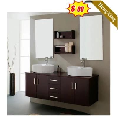 Classical Bathroom Furniture Basin Wood MDF Board Storage Bathroom Double Vanity Cabinet with Mirror (UL-9NE0155)