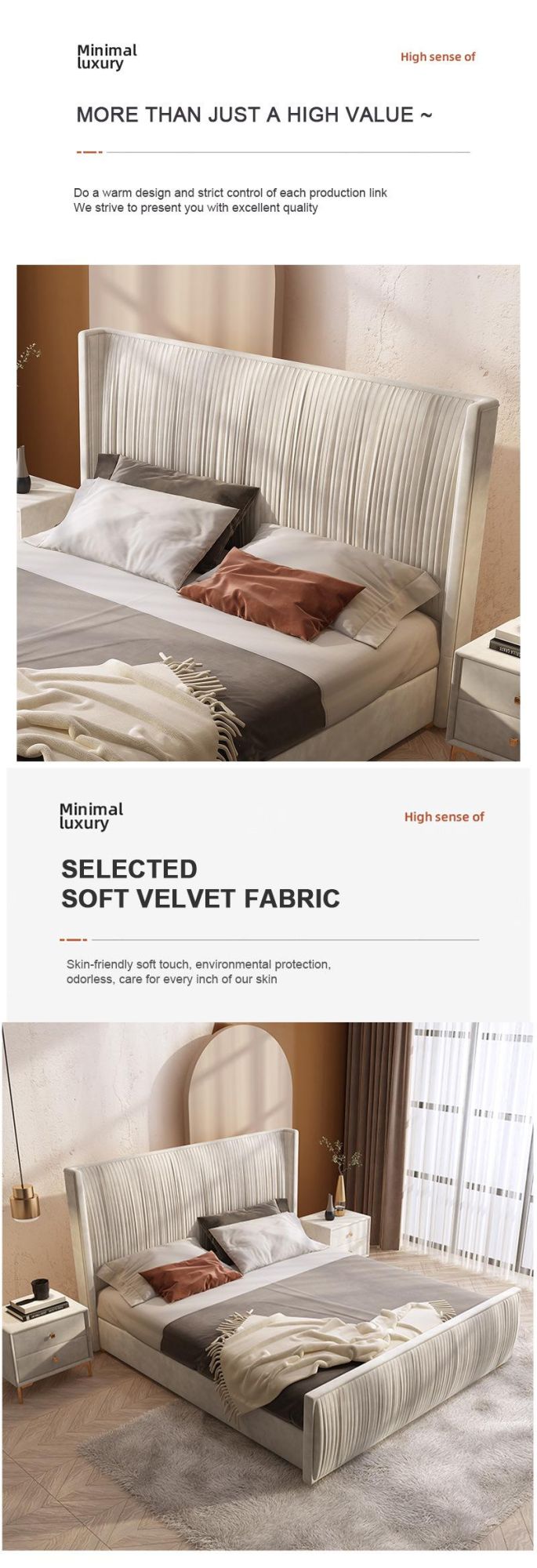 Wholesale Bedroom Furniture Set Multifunctional storage Fabric Bed