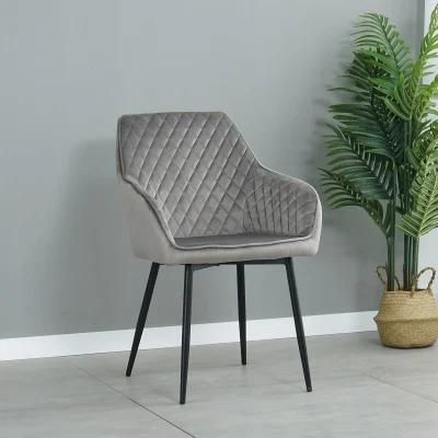Factory Directly Linen Dining Chair with Black Leg Dining Room Chair