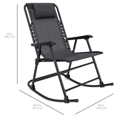 Outdoor Patio Reclining Rocker Chair Foldable Garden Folding Rocking Chair