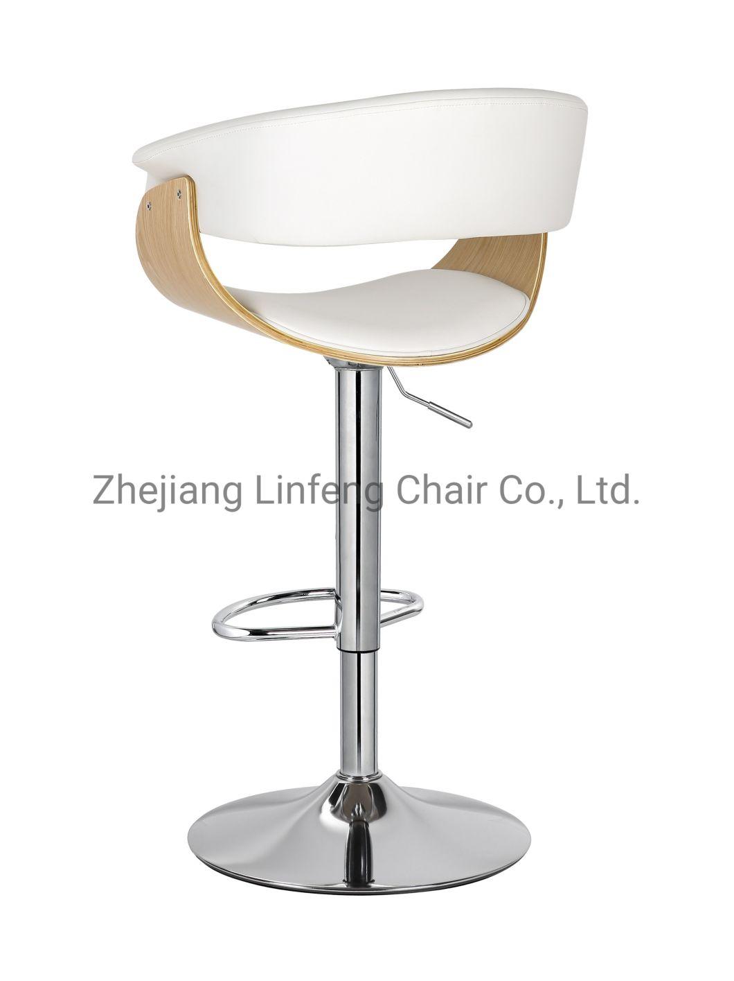 Modern Bar High Chair Super Low Back Shaped Wooden Seat Bar Stool