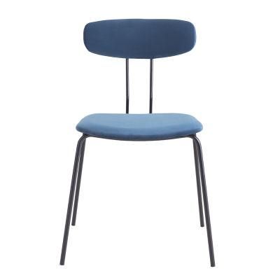 Velvet Dining Restaurant Chair Puffy Lacy Hebei Velvet Blue Dining Chair New Design