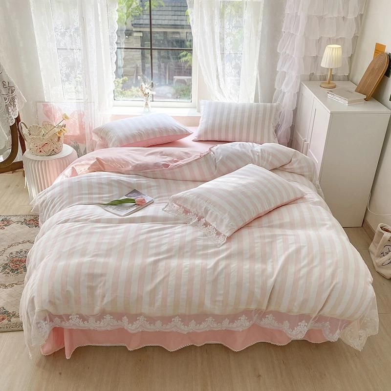 Bedspread Coverlets Home Textile Fabric Bed Linen Bed Sheet Quilt Hotel Bedding Set Pillow Case Bed Lace Cotton Bedsheet Duvet Covers