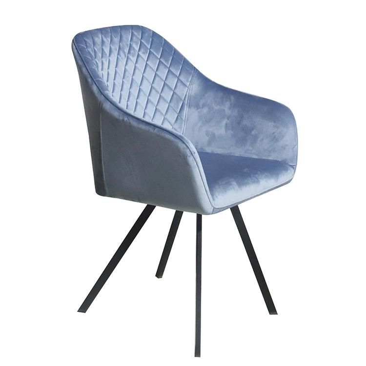 Modern Style Colorful Fabrics Chair with Metal Leg High Back Quality Restaurant Velvet Dining Chair