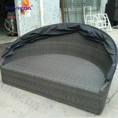 Sunshade Rainproof Aluminium Alloy Metal Wicker Rattan Vine Rotating Daybed Furniture