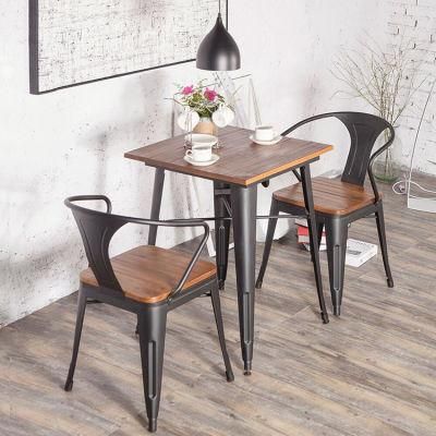 Italian Dining Room Tables and Chairs Canteen Solid Wood Silla De Metal Chairs for Dining Retro Design Armchair