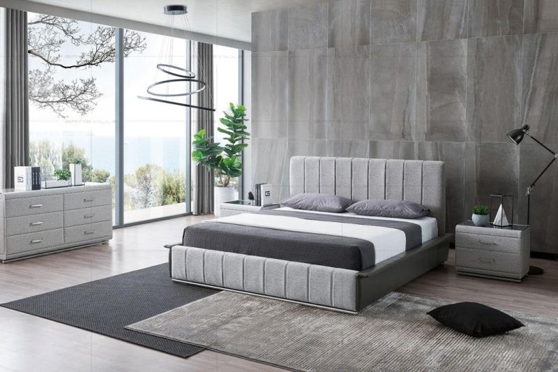 Modern Bedroom Furniture Beds Leather Bed Wall Bed King Bed with Fabric Frame Gc1808