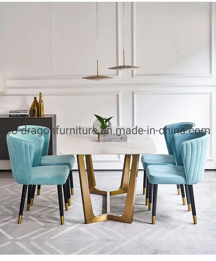 Hot Sale Europe Style Metal Legs Fabric Leather Dining Chair