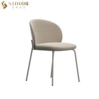 Restaurant Ultra Modern Fabric Upholstery Dining Chairs with Stainless Steel Lghs