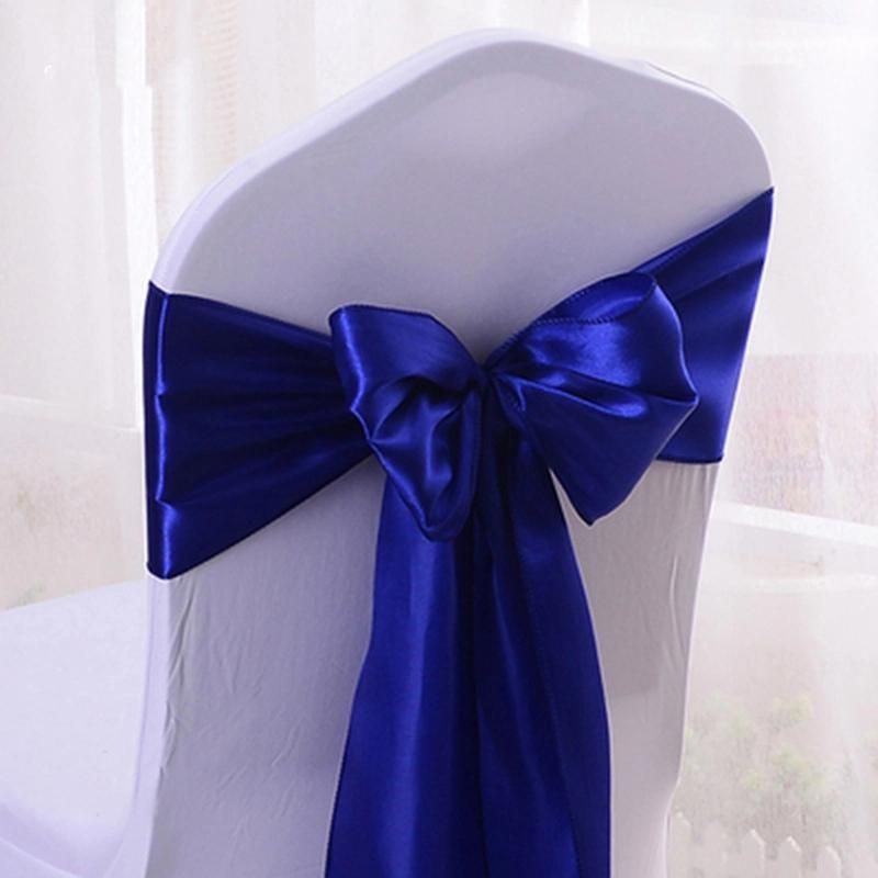 Low Price Cheaper Wedding Party Event Decoration Bandage Plain Dyed Satin Fabric Chair Sashes on Sale