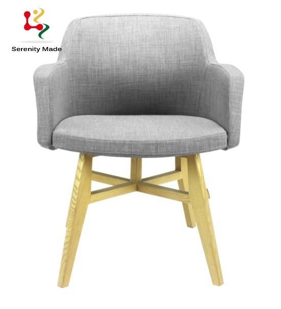 Modern Style Restaurant Cafe Coffee Shop Dining Room Fabric Seat Hotel Room Dining Chair with Armrest